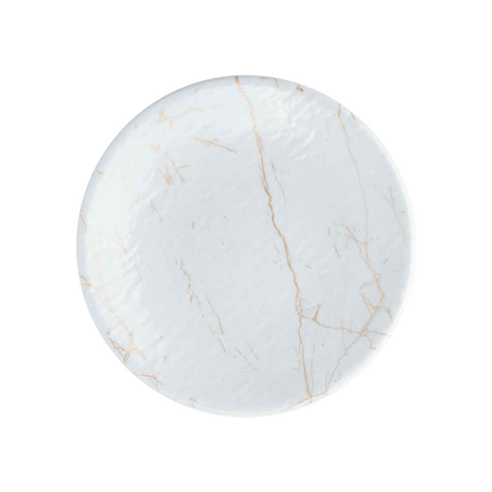 Ensemble d'Assiettes en Mélamine, Compatible Micro-ondes avec Design Marbré, Pack de 3