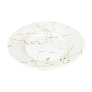 Ensemble d’Assiettes en Mélamine Blanches, Compatible Micro-ondes avec Design Marbré, Pack de 6