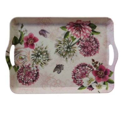 Plateau de service en mélamine léger et durable, design floral