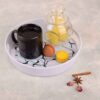 Plateau de service en mélamine, forme ronde pour servir des boissons, modèle Marbre