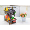 Panier à fruits en fil métallique à 2 niveaux avec base en bois amovible
