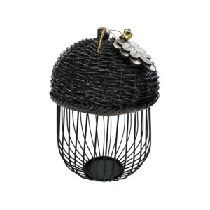 Panier à fruits en fil métallique en forme de chêne avec porte en résine