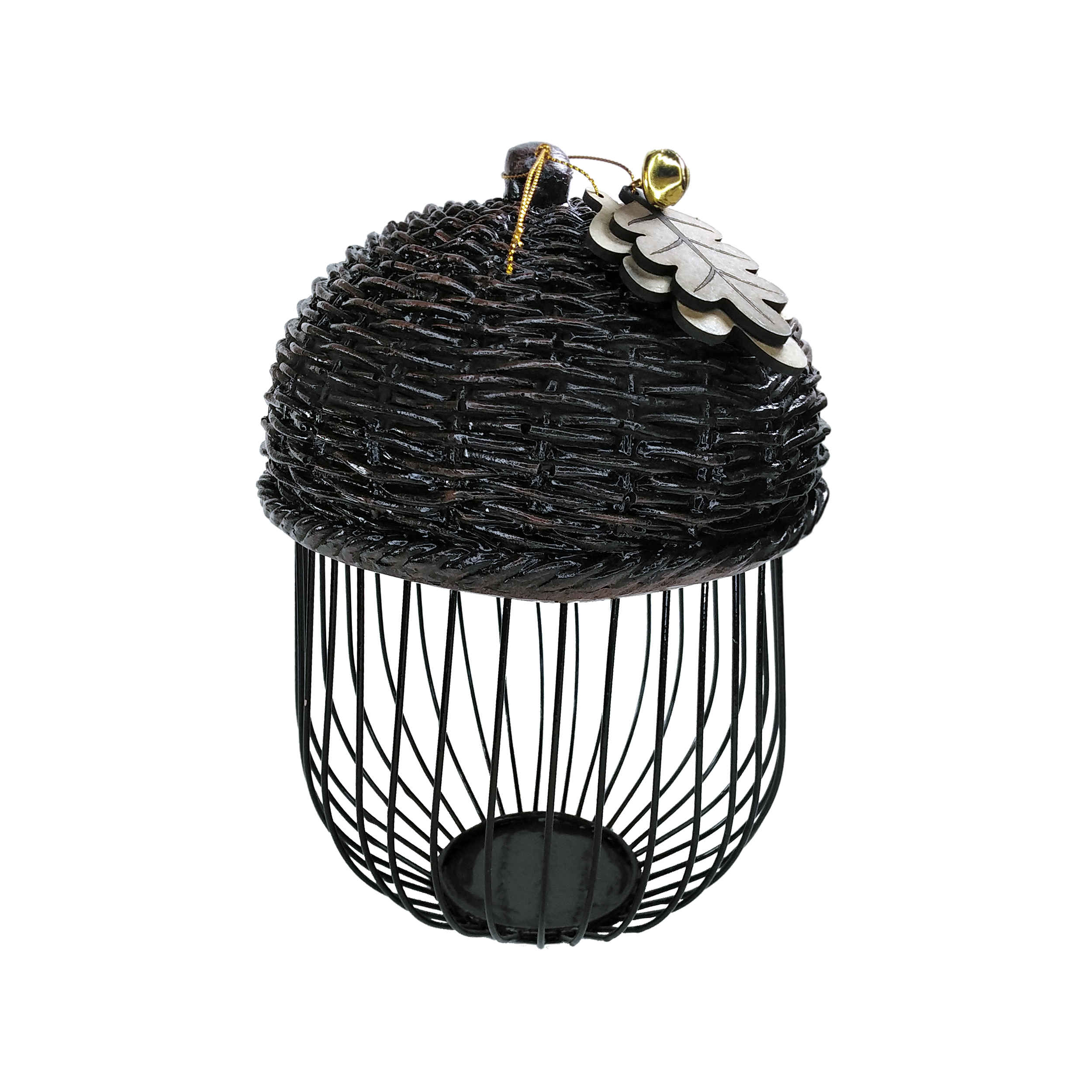 Panier à fruits en fil métallique en forme de chêne avec porte en résine