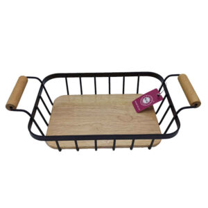 Panier à fruits en fil métallique avec base en bois modèle Bvk