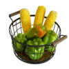 Panier à fruits en fil métallique avec base en bois modèle Haut