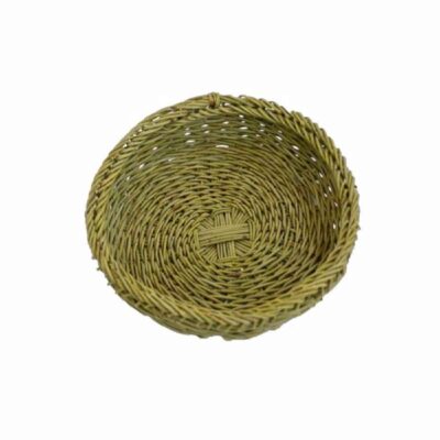 Panier en osier naturel tissé à la main, forme ronde en brun