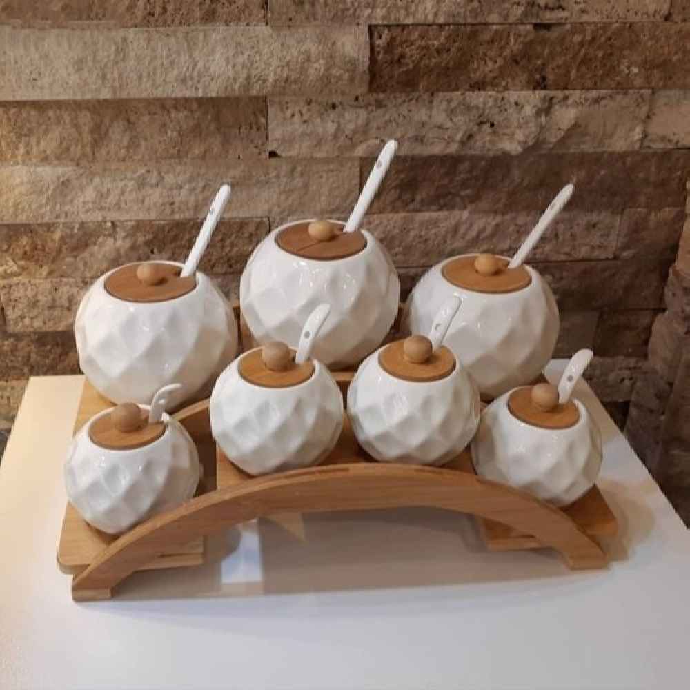 Pot de stockage en porcelaine - Rangement élégant pour café, thé, et plus, Embossé Hadis