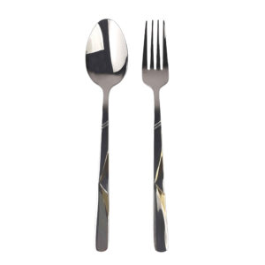Ensemble de Couverts Cuillères et Fourchettes Design Doré 12 Pièces