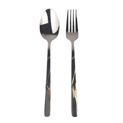 Ensemble de Couverts Cuillères et Fourchettes Design Doré 12 Pièces