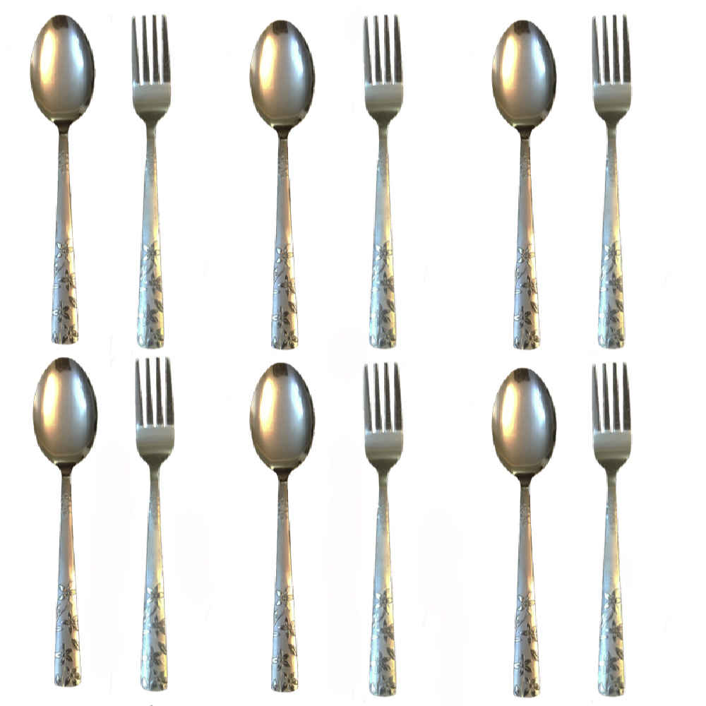 Ensemble de Couverts Cuillères et Fourchettes Lavables au Lave-Vaisselle 12 Pièces Modèle Afshan
