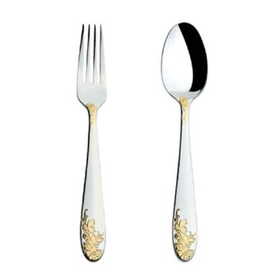 Ensemble de Couverts Cuillères et Fourchettes Lavables au Lave-Vaisselle 12 Pièces Modèle Floral