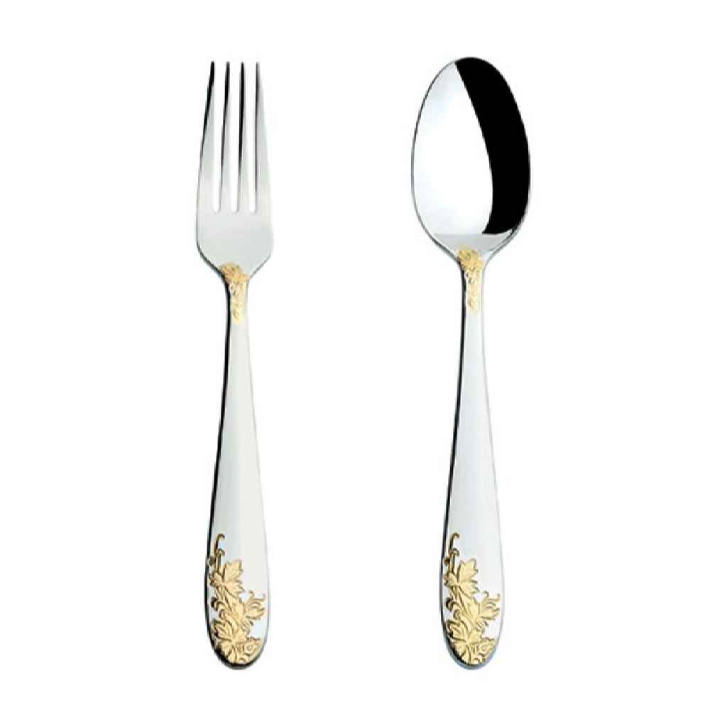 Ensemble de Couverts Cuillères et Fourchettes Lavables au Lave-Vaisselle 12 Pièces Modèle Floral