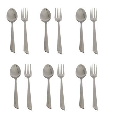 Ensemble de Couverts Cuillères et Fourchettes Lavables au Lave-Vaisselle 12 Pièces Modèle Sana