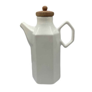 Bouteille Distributrice d’Huile en Céramique Blanche avec Couvercle, Compatible Lave-Vaisselle