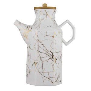 Bouteille Distributrice d’Huile en Céramique Blanche Pratique pour la Cuisine de Tous les Jours