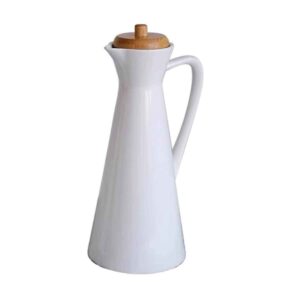 Bouteille Distributrice d’Huile en Céramique Blanche avec Couvercle, Capacité 800ml