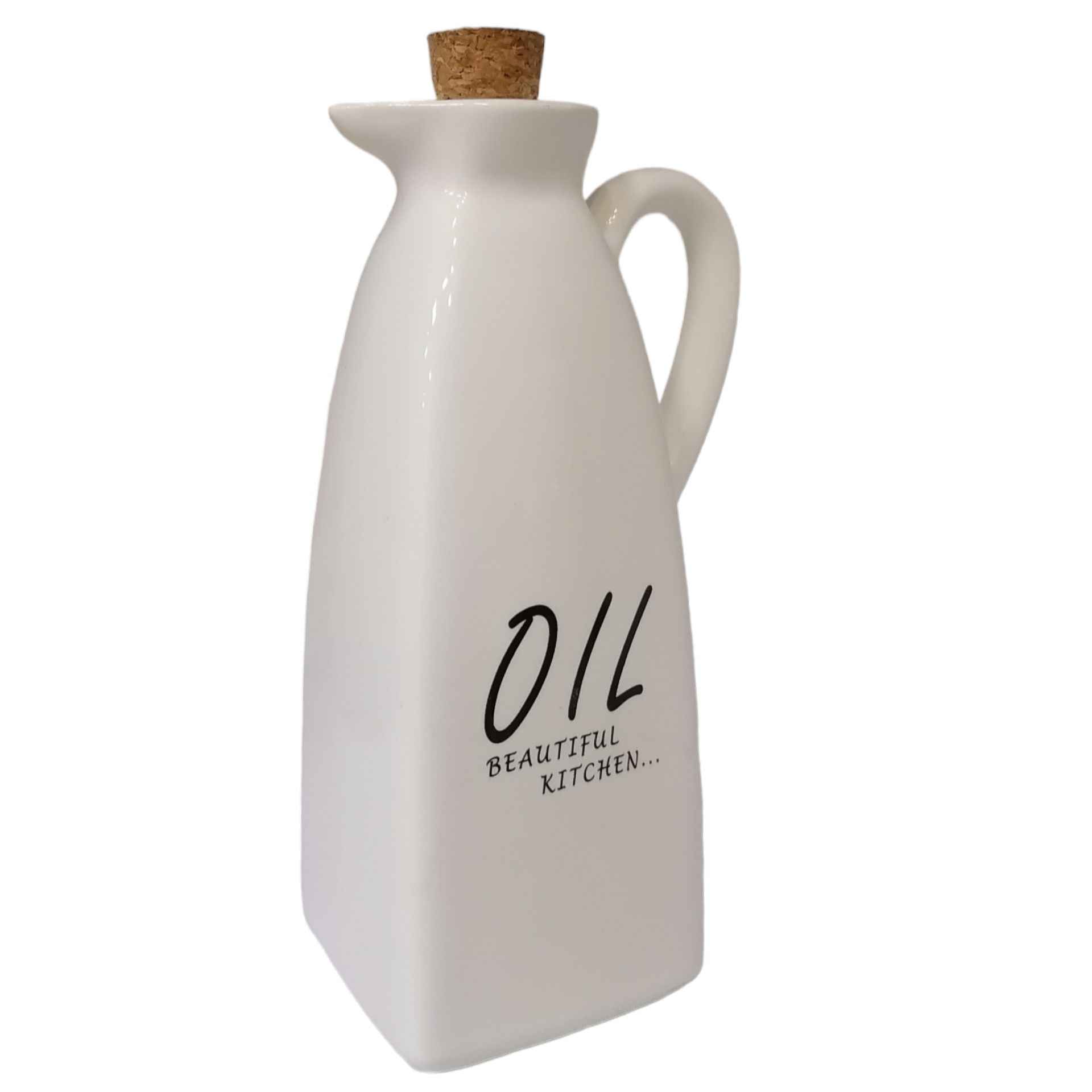 Bouteille Distributrice d'Huile en Céramique Blanche avec Couvercle pour Tous Besoins