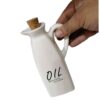 Bouteille Distributrice d'Huile en Céramique Blanche avec Couvercle pour Tous Besoins