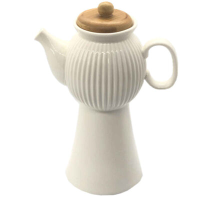 Bouteille Distributrice d’Huile en Céramique Blanche avec Couvercle pour la Cuisine