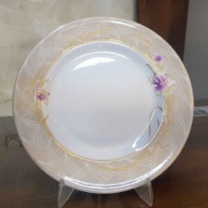 Ensemble d’Assiettes en Mélamine Blanches, Compatible Micro-ondes, Fleur Azalée