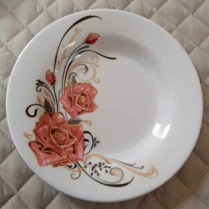 Ensemble d’Assiettes en Mélamine Blanches, Compatible Micro-ondes avec Design Floral