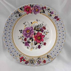 Ensemble d’Assiettes en Mélamine Blanches, Compatible Micro-ondes avec Design de Fleurs