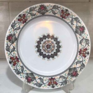 Ensemble d’Assiettes en Mélamine Blanches, Compatible Micro-ondes, Design Floral Intriqué