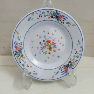 Ensemble d’Assiettes en Mélamine Blanches, Compatible Micro-ondes, Fleur Victoria