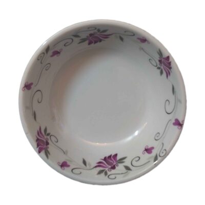 Ensemble de Bols de Vaisselle en Mélamine Blanc, Lavable au Lave-vaisselle – Modèle Floral (Ensemble de 6)