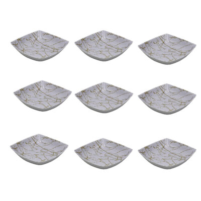 Ensemble de Bols de Vaisselle en Mélamine Blanc, Lavable au Lave-vaisselle – Modèle Marbré (Ensemble de 6)