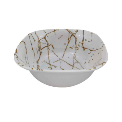 Ensemble de Bols de Vaisselle en Mélamine Blanc, Forme Carrée – Design Marbré (Ensemble de 6)