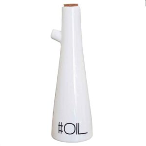 Bouteille Distributrice d’Huile en Porcelaine Blanche Pratique pour la Cuisine de Tous les Jours