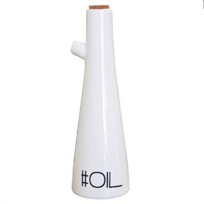 Bouteille Distributrice d’Huile en Porcelaine Blanche Pratique pour la Cuisine de Tous les Jours