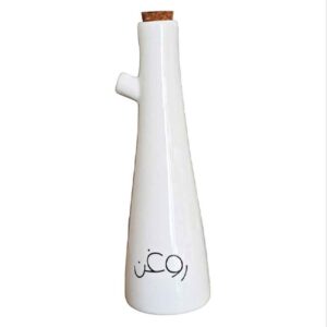 Bouteille Distributrice d’Huile en Porcelaine Blanche de Table pour la Cuisine