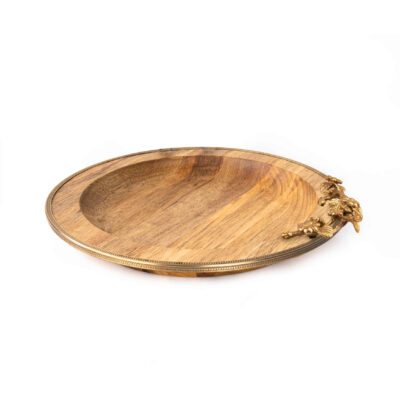 Plateau avec bordure dorée et motif floral – Élégant et parfait pour offrir