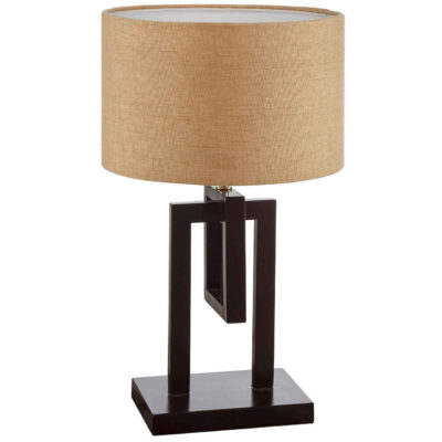 Lampe de table en bois avec abat-jour en tissu – modèle Nour