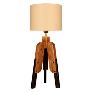 Lampe de table en bois avec abat-jour rond – modèle Masina