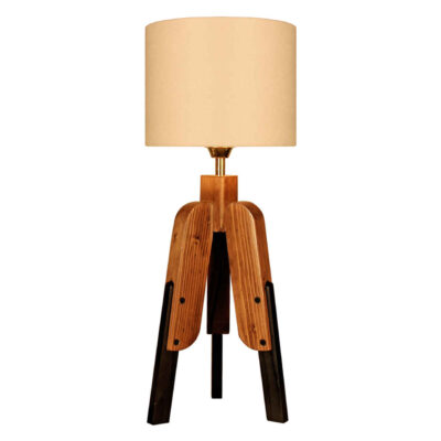 Lampe de table en bois avec abat-jour rond – modèle Masina
