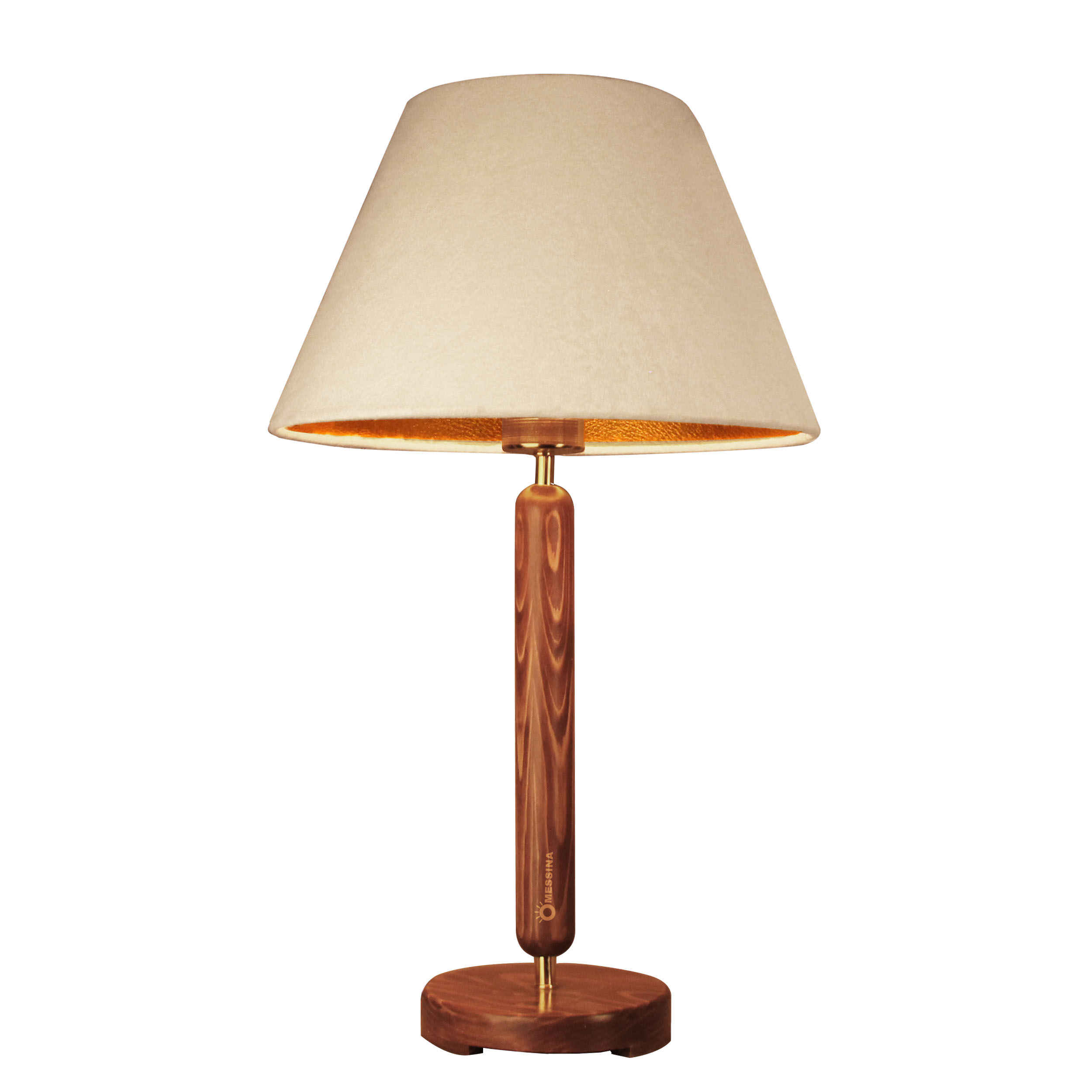 Lampe de table en bois avec abat-jour en velours – modèle Sana