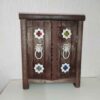 Porte-clés mural en bois persan fait main avec style traditionnel et 3 crochets & miroir