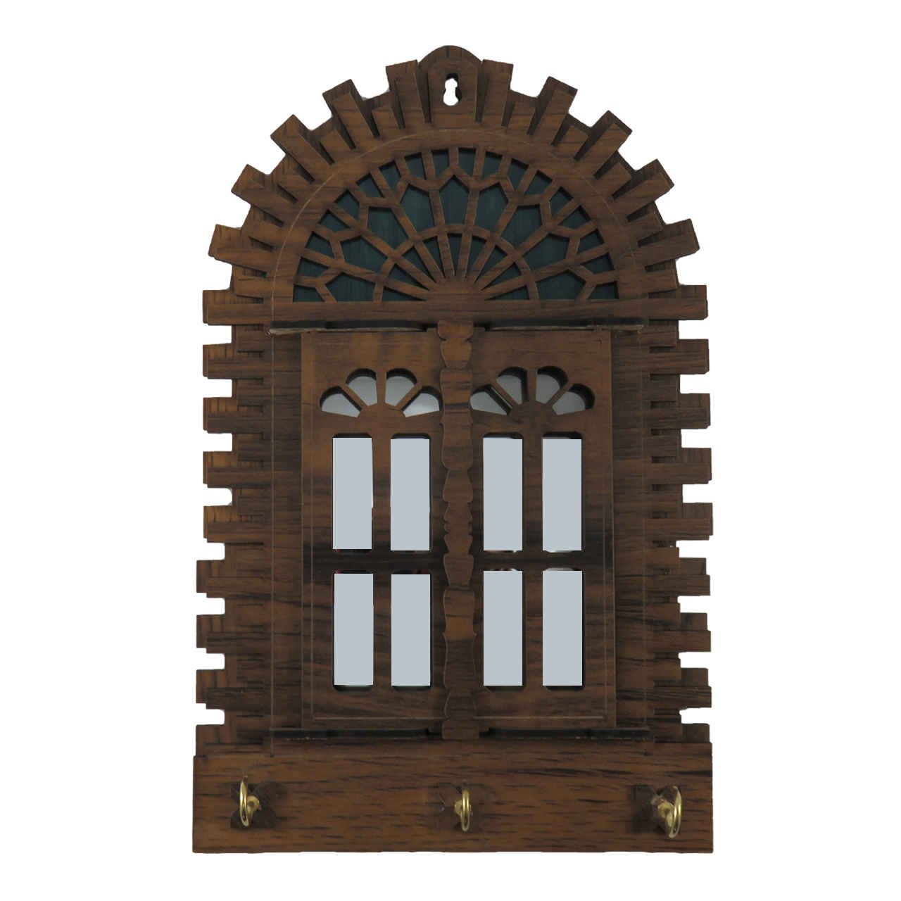Porte-clés mural en bois persan fait main avec design fenêtre traditionnel