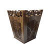 Ensemble corbeille et boîte à mouchoirs en bois – Motif feuillage