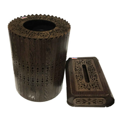 Ensemble corbeille et boîte à mouchoirs en bois – Modèle Negar