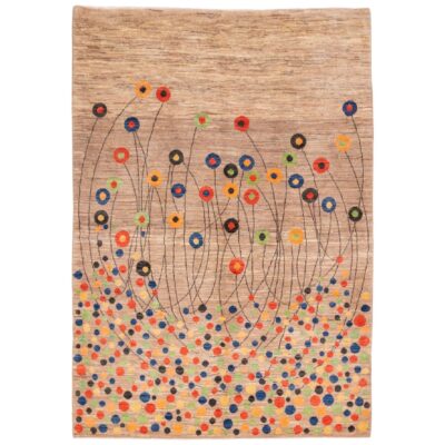 Tapis Gabbeh en laine persane artisanal tissé à la main en Fars floral