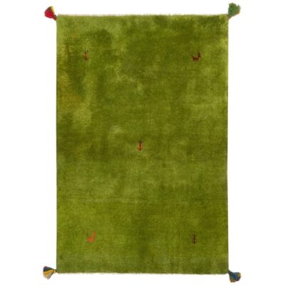 Tapis Gabbeh en laine persane authentique tissé à la main en Fars vert