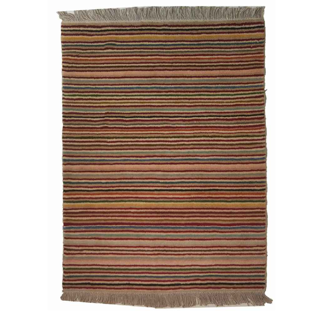 Tapis Gabbeh en laine persane authentique tissé à la main Rayé Rouge