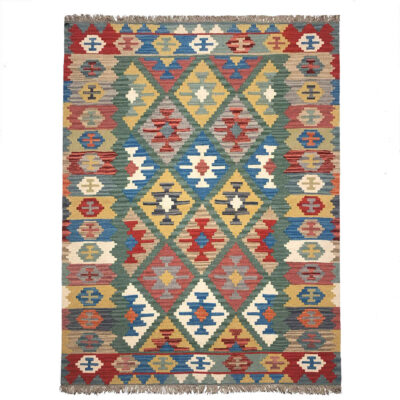 Tapis Kilim en laine persane authentique tissé à la main à Firuzabad Qashqai