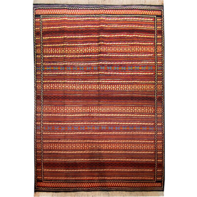 Tapis Kilim en laine persane authentique tissé à la main traditionnellement Rayé