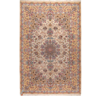 Tapis persan authentique avec soie noué à la main à Ispahan Lachak Toranj
