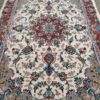 Tapis persan authentique en soie noué à la main à Kashan Toranj crème